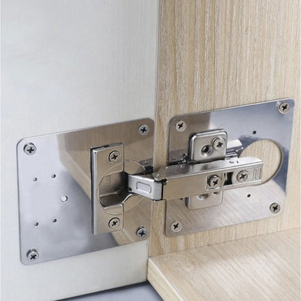 Scharnier Reparatieplaat Set 4 Stuks – 9x9 cm – RVS Hinge Repair Plate – Universeel voor Kastdeuren & Keukenkasten
