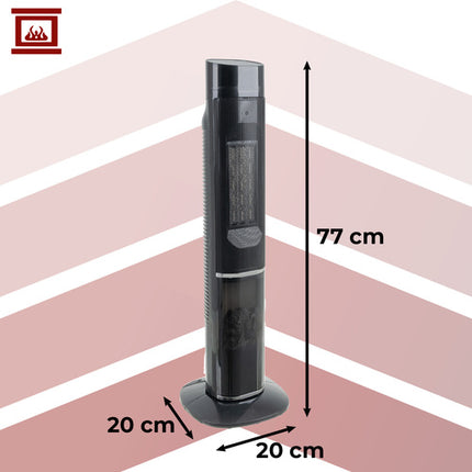 Kaminer Ignisse 2000W kolomventilatorkachel – Elektrische kachel met openhaardeffect – Afstandsbediening – Energiezuinig & Stil