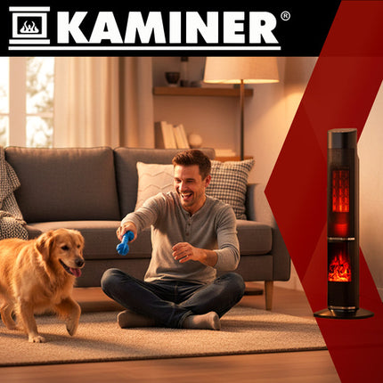 Kaminer Ignisse 2000W kolomventilatorkachel – Elektrische kachel met openhaardeffect – Afstandsbediening – Energiezuinig & Stil
