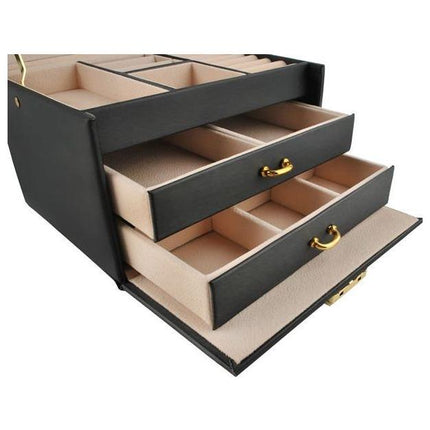 Beautylushh juwelen opbergdoos / sieradendoos zwart 17.5 x 13.8 x 13.5 cm
