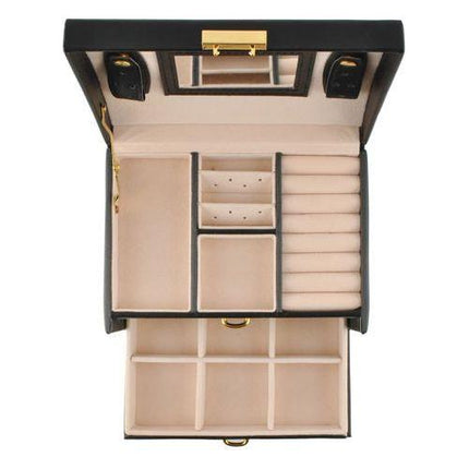 Beautylushh juwelen opbergdoos / sieradendoos zwart 17.5 x 13.8 x 13.5 cm