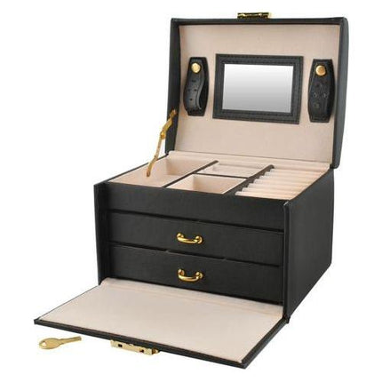Beautylushh juwelen opbergdoos / sieradendoos zwart 17.5 x 13.8 x 13.5 cm