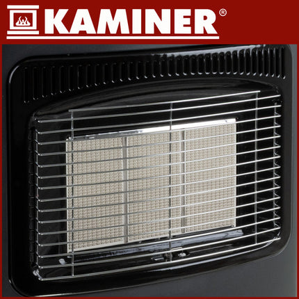 KAMINER Opvouwbare Gaskachel met Wielen – 4200W LPG Kachel – 3-standen Verwarming – Inclusief Gasslang & Reductiestuk – Verwarmt tot 60m²