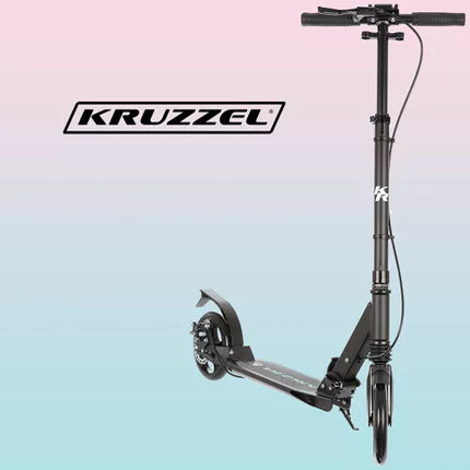 2de kansje Kruzzel hyperion step voor volwassenen met vering en schijfremmen tot 100kg - opvouwbaar - grote wielen - ideaal voor the last mile - zwart