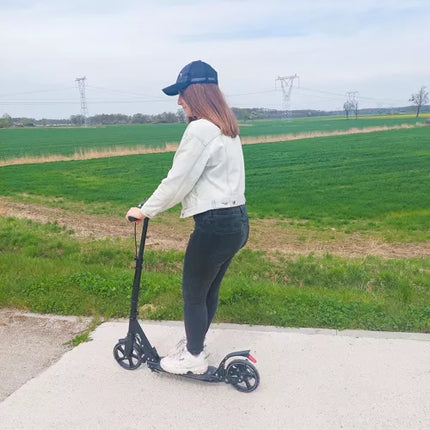 2de kansje Kruzzel hyperion step voor volwassenen met vering en schijfremmen tot 100kg - opvouwbaar - grote wielen - ideaal voor the last mile - zwart