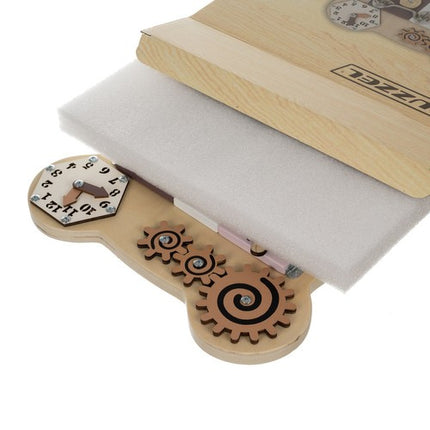 Kruzzel Teddybeer Manipulatiebord 10-in-1 – Houten Educatief Speelbord – Montessori Speelgoed – Fijne Motoriek & Ontdekken