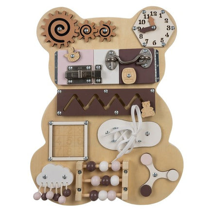 Kruzzel Teddybeer Manipulatiebord 10-in-1 – Houten Educatief Speelbord – Montessori Speelgoed – Fijne Motoriek & Ontdekken