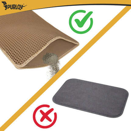 Kattenbakmat XXL 75 x 55 cm – Dubbele Laag Honingraat – Kattenbak Uitloopmat – Waterdicht – Antislip – Beige