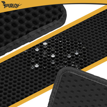 Kattenbakmat XXL 75 x 55 cm – Dubbele Laag Honingraat – Kattenbak Uitloopmat – Waterdicht – Antislip – Zwart