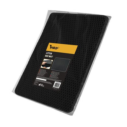 Kattenbakmat XXL 75 x 55 cm – Dubbele Laag Honingraat – Kattenbak Uitloopmat – Waterdicht – Antislip – Zwart
