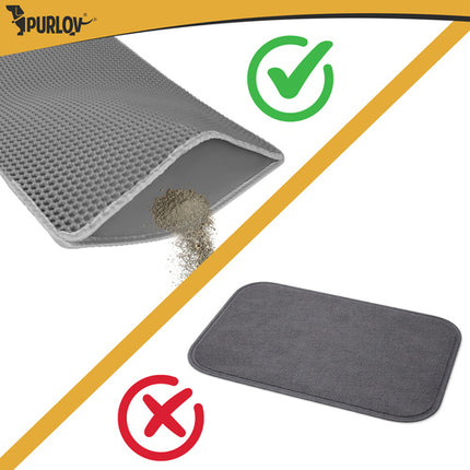Kattenbakmat XXL 75 x 55 cm – Dubbele Laag Honingraat – Kattenbak Uitloopmat – Waterdicht – Antislip – Grijs