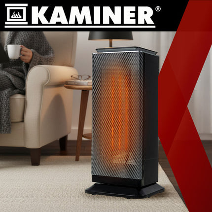 Kaminer Lumni 2.0 Elektrische Keramische Kachel – 2000W – Met Thermostaat, Timer & Afstandsbediening – Energiezuinige PTC Verwarming – Zwart