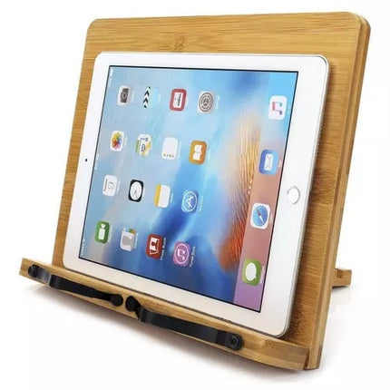 Boekstandaard / Tablet standaard van bamboe hout verstelbaar in 6 standen