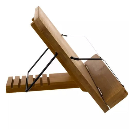 Boekstandaard / Tablet standaard van bamboe hout verstelbaar in 6 standen