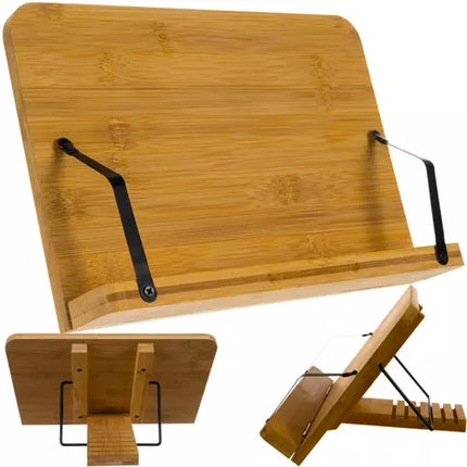 Boekstandaard / Tablet standaard van bamboe hout verstelbaar in 6 standen