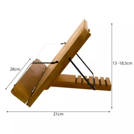 Boekstandaard / Tablet standaard van bamboe hout verstelbaar in 6 standen