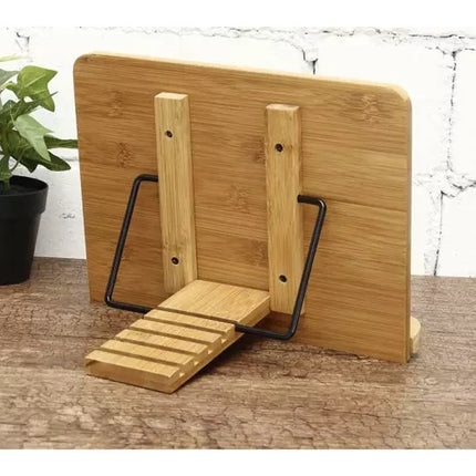 Boekstandaard / Tablet standaard van bamboe hout verstelbaar in 6 standen