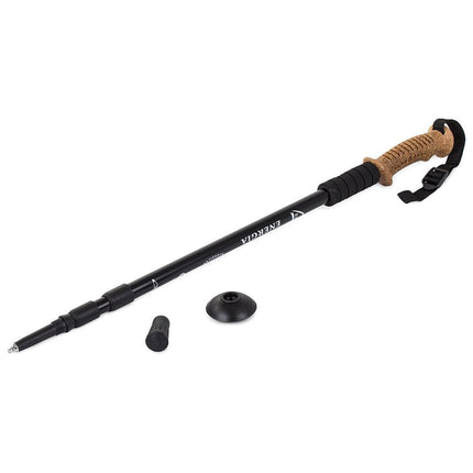 Energia nordic walking wandelstokken set van 2 - handvat van kurk - 65 cm tot 135 cm zwart