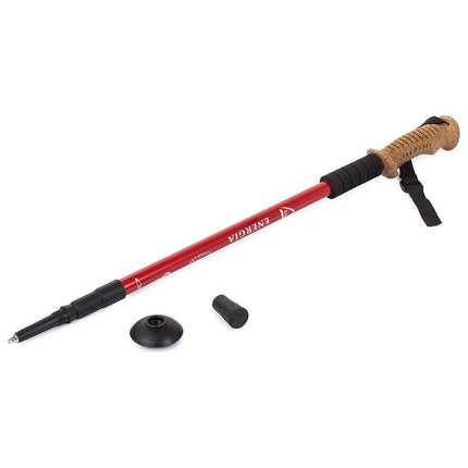 Energia nordic walking wandelstokken set van 2 - handvat van kurk - 65 cm tot 135 cm rood
