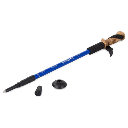 Energia nordic walking wandelstokken set van 2 - handvat van kurk - 65 cm tot 135 cm blauw