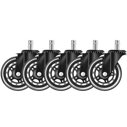Rubberen Bureaustoelwielen – Set van 5 – Vloervriendelijk, Stil & Universeel (11 mm)