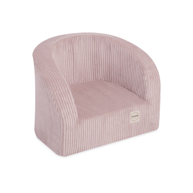 Zachte roze kinderfauteuil van corduroy voor kinderen vanaf 12 maanden – vooraanzicht