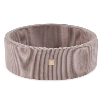 Plushnest Luxe Ronde Ballenbak voor Kinderen en Baby's - Ballenbad 90x30cm Beige Corduroy - 200 Kleurrijke Ballen 6cm Parelmoer, Lichtroze, Goud