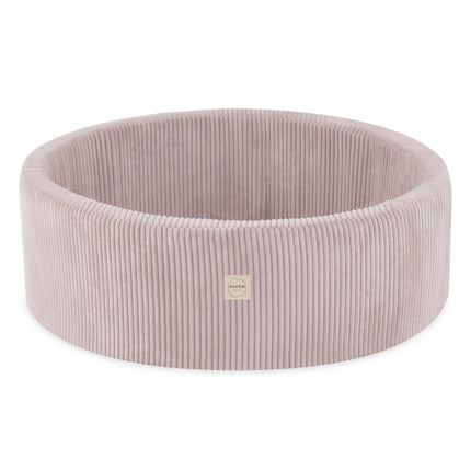 Plushnest Luxe Ronde Ballenbak voor Kinderen en Baby's - Ballenbad 90x30cm Roze Corduroy - 200 Kleurrijke Ballen 6cm Parelmoer, Lichtroze, Goud