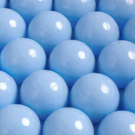 Plushnest Luxe Ronde Ballenbak voor Kinderen en Baby's - Ballenbad 90x30 Lichtgrijs Corduroy - 200 Kleurrijke Ballen 6cm Parelmoer Lichtblauw Zilver
