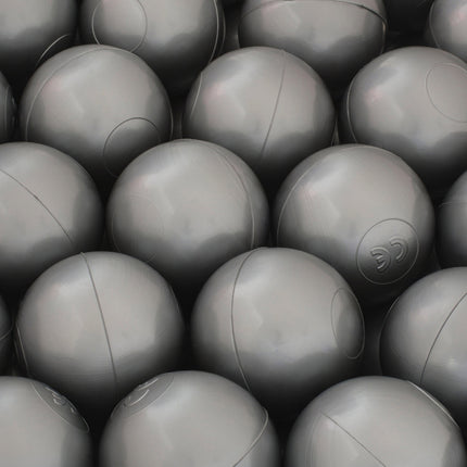 Plushnest Luxe Ronde Ballenbak voor Kinderen en Baby's - Ballenbad 90x30 Lichtgrijs Corduroy - 200 Kleurrijke Ballen 6cm Parelmoer Lichtblauw Zilver