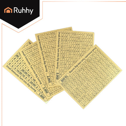 Ruhhy Houten Spaarpot 10.000 Challenge – Verwisselbare Kaarten – Motiverende Spaardoel Box – Natuurlijk Hout