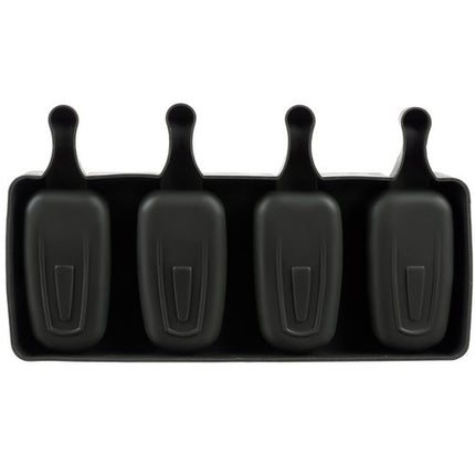 Ruhhy Siliconen IJsjesvorm – 4 IJsjes van 80 ml – Inclusief 50 Houten Stokjes – Flexibel & Herbruikbaar – Zwart