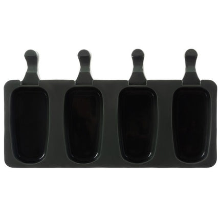 Ruhhy Siliconen IJsjesvorm – 4 IJsjes van 80 ml – Inclusief 50 Houten Stokjes – Flexibel & Herbruikbaar – Zwart