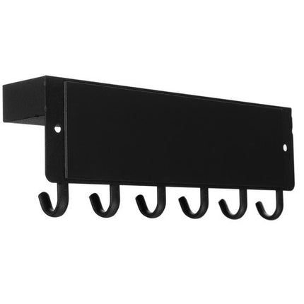 Ruhhy Wandhanger Zwart – Magnetische Sleutelhanger & Wandplank met 6 Haken – IJzer, Loftdesign, Schroef- of Magneetmontage voor Sleutels & Kleding