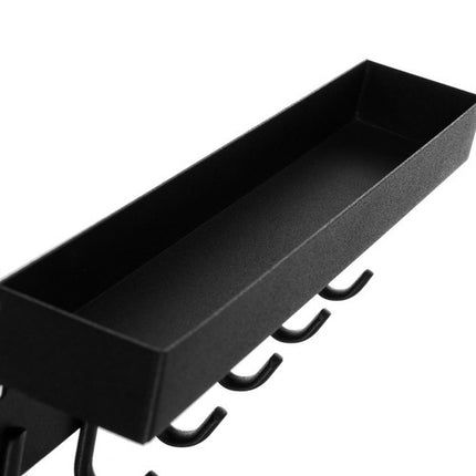Ruhhy Wandhanger Zwart – Magnetische Sleutelhanger & Wandplank met 6 Haken – IJzer, Loftdesign, Schroef- of Magneetmontage voor Sleutels & Kleding