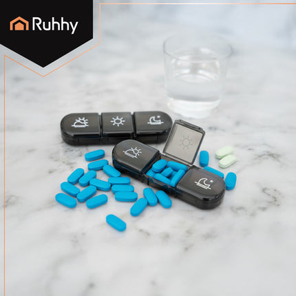 Ruhhy Medicatie Organizer 7 Dagen – Ochtend/Middag/Avond – Verwijderbare Dagmodules – Compact Pillendoosje – Duidelijke Markering – Reisklaar