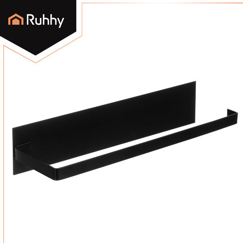 Ruhhy Keukenrolhouder 25 cm – Zwarte Metalen Hanger voor Keuken & Badkamer – Montage Zonder Boren of Schroeven