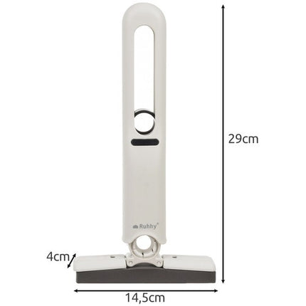 Ruhhy Compacte Mini-Mop – Streeploos Ramen & Spiegels Wassen – Waterinjectiesysteem – 2 Duurzame Klikpads – Ergonomische Handgreep – Wit