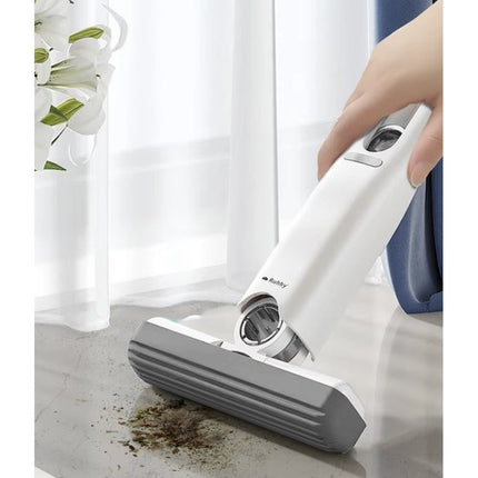 Ruhhy Compacte Mini-Mop – Streeploos Ramen & Spiegels Wassen – Waterinjectiesysteem – 2 Duurzame Klikpads – Ergonomische Handgreep – Wit