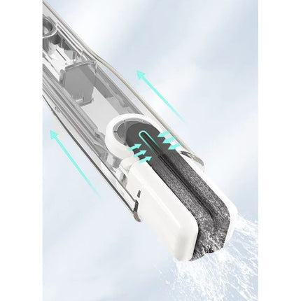 Ruhhy Compacte Mini-Mop – Streeploos Ramen & Spiegels Wassen – Waterinjectiesysteem – 2 Duurzame Klikpads – Ergonomische Handgreep – Wit