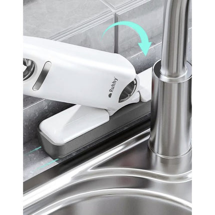 Ruhhy Compacte Mini-Mop – Streeploos Ramen & Spiegels Wassen – Waterinjectiesysteem – 2 Duurzame Klikpads – Ergonomische Handgreep – Wit