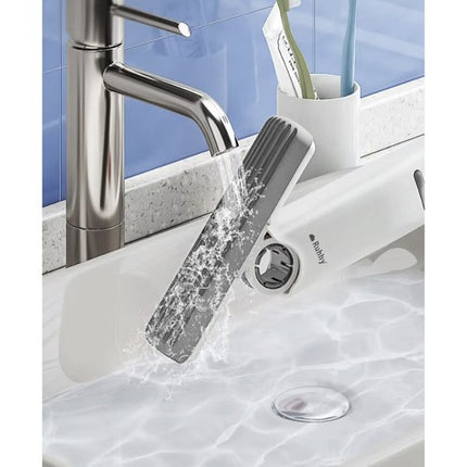 Ruhhy Compacte Mini-Mop – Streeploos Ramen & Spiegels Wassen – Waterinjectiesysteem – 2 Duurzame Klikpads – Ergonomische Handgreep – Wit