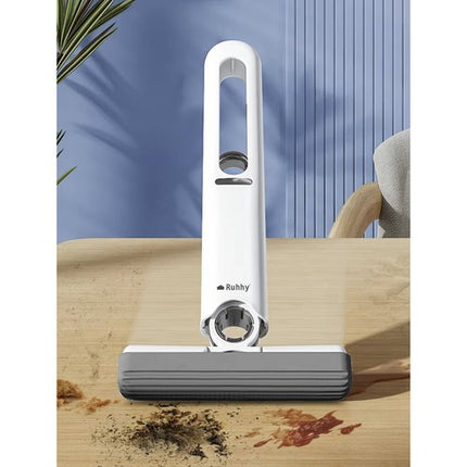 Ruhhy Compacte Mini-Mop – Streeploos Ramen & Spiegels Wassen – Waterinjectiesysteem – 2 Duurzame Klikpads – Ergonomische Handgreep – Wit