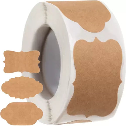 Ruhhy Zelfklevende Stickers – 300 stuks – Cadeaulabels & Etiketten – Lichtbruin – Papier op Rol – Voor Cadeaus, Potjes & Adventskalenders