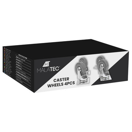 Zwenkwielen Set 75 mm – 4 Stuks met Rem – Transportwielen tot 220 kg – Rubberen Meubelwielen voor Trolley, Werkbank & Meubels - Voordeelstore.nl