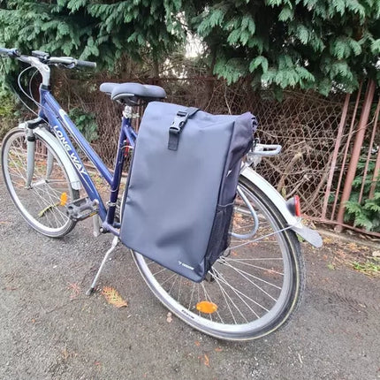 Trizand Multifunctionele Enkele Fietstas met Roltop 15-20 Liter - Shopper Schoudertas met Draagband - Zwart