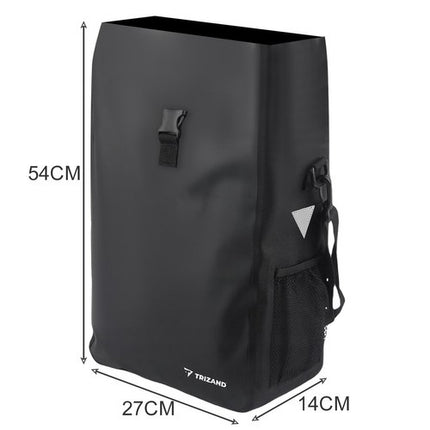 Trizand Multifunctionele Enkele Fietstas met Roltop 15-20 Liter - Shopper Schoudertas met Draagband - Zwart