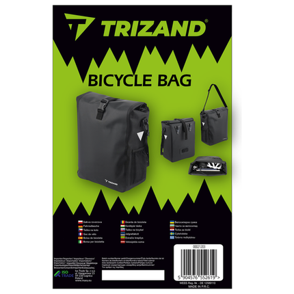 Trizand Multifunctionele Enkele Fietstas met Roltop 15-20 Liter - Shopper Schoudertas met Draagband - Zwart