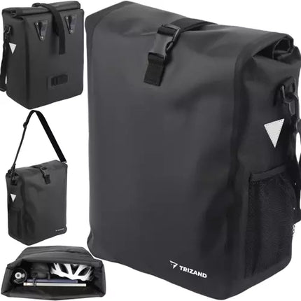 Trizand Multifunctionele Enkele Fietstas met Roltop 15-20 Liter - Shopper Schoudertas met Draagband - Zwart
