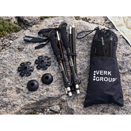 Opvouwbare Wandelstokken – Verstelbare Trekkingstokken – Nordic Walking Stokken – Anti-Shock – Aluminium – Set van 2 – Zwart